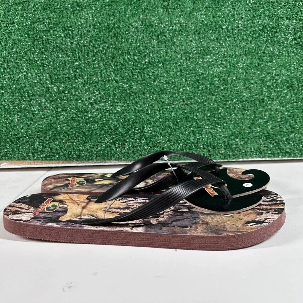 Mossy Oak Break‎ Up Country Flip Flops Mens Large Brown Camo Lightweight NWT